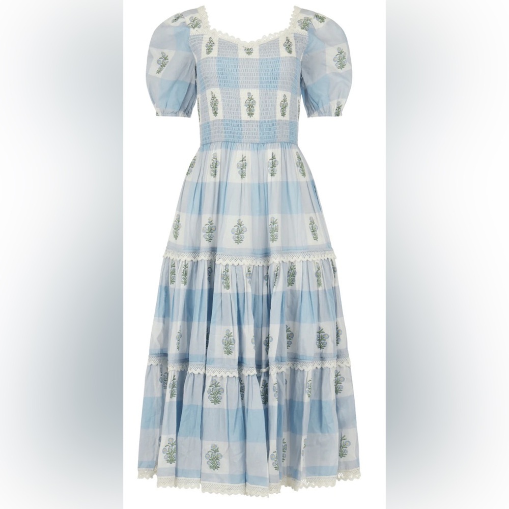 Blue Floral Midi Dress